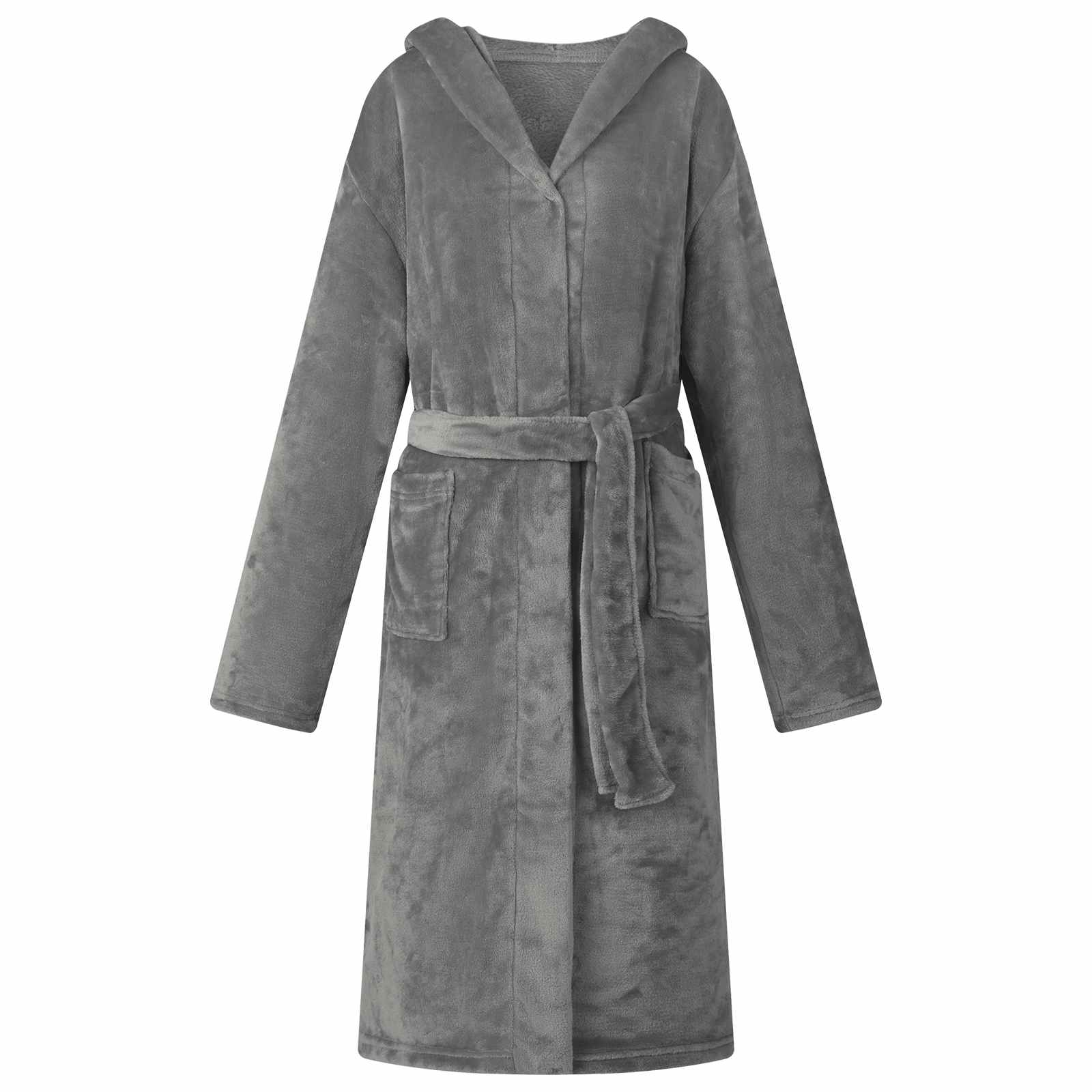 vidaXL Bademantel Hoodie Dunkelgrau L Flanell