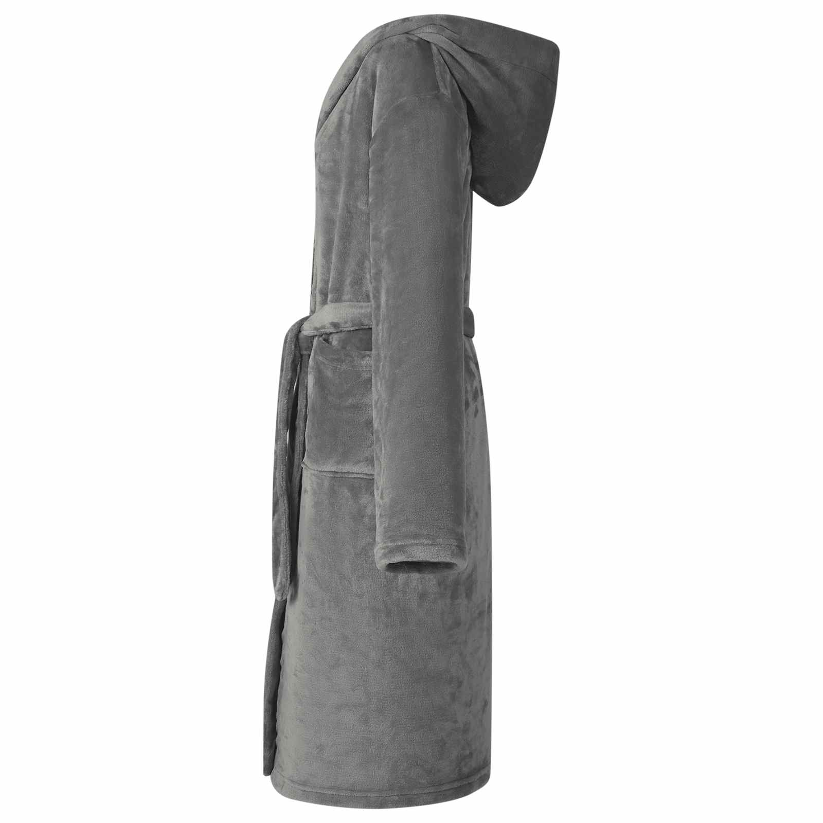vidaXL Bademantel Hoodie Dunkelgrau L Flanell