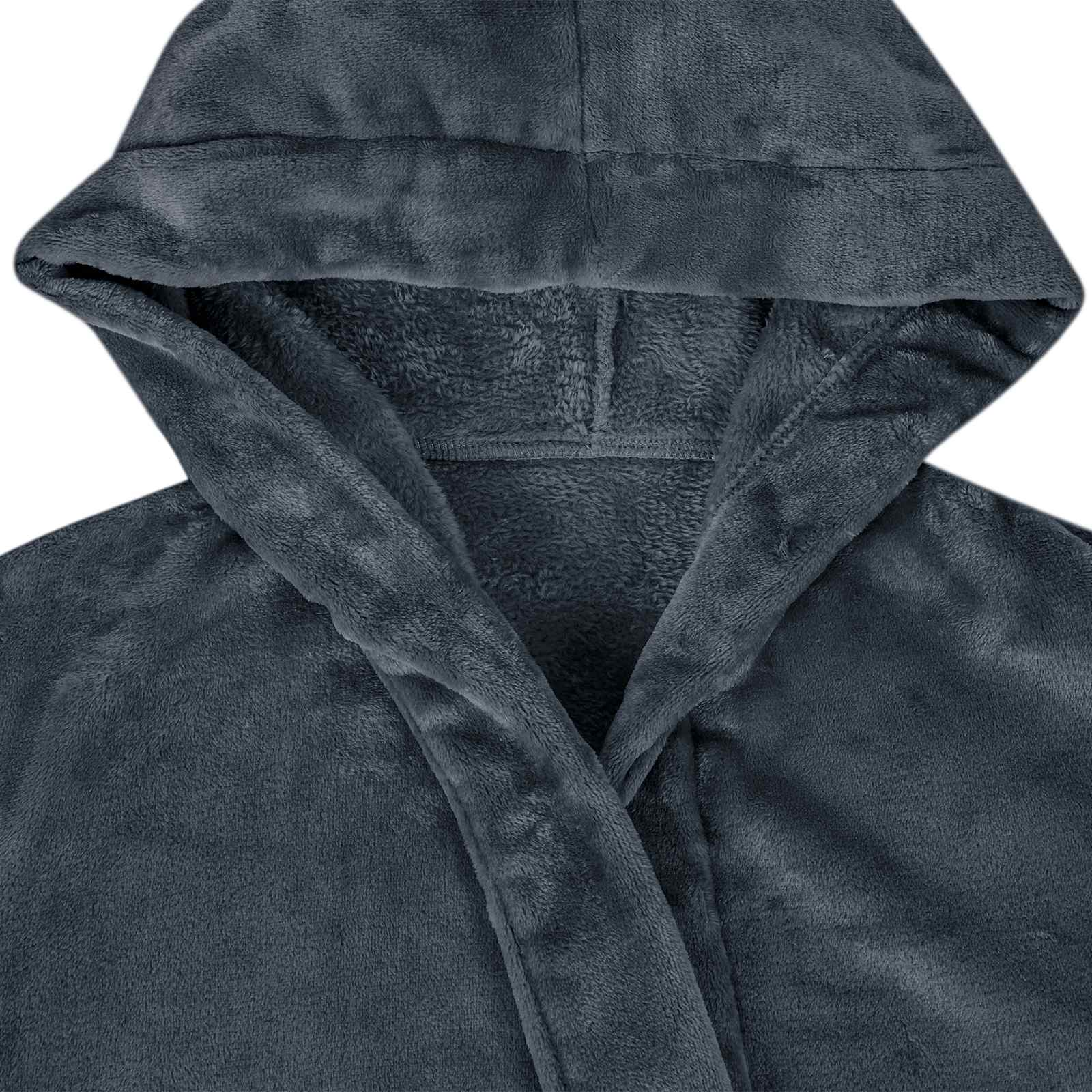 vidaXL Bademantel Hoodie Marineblau L Flanell