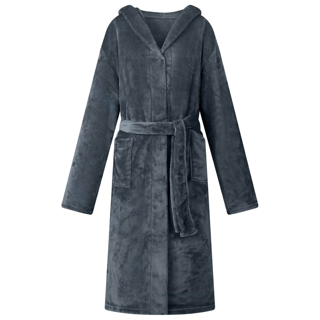 vidaXL Bademantel Hoodie Marineblau L Flanell