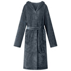 vidaXL Bademantel Hoodie Marineblau L Flanell