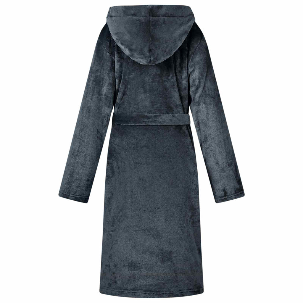 vidaXL Bademantel Hoodie Marineblau L Flanell