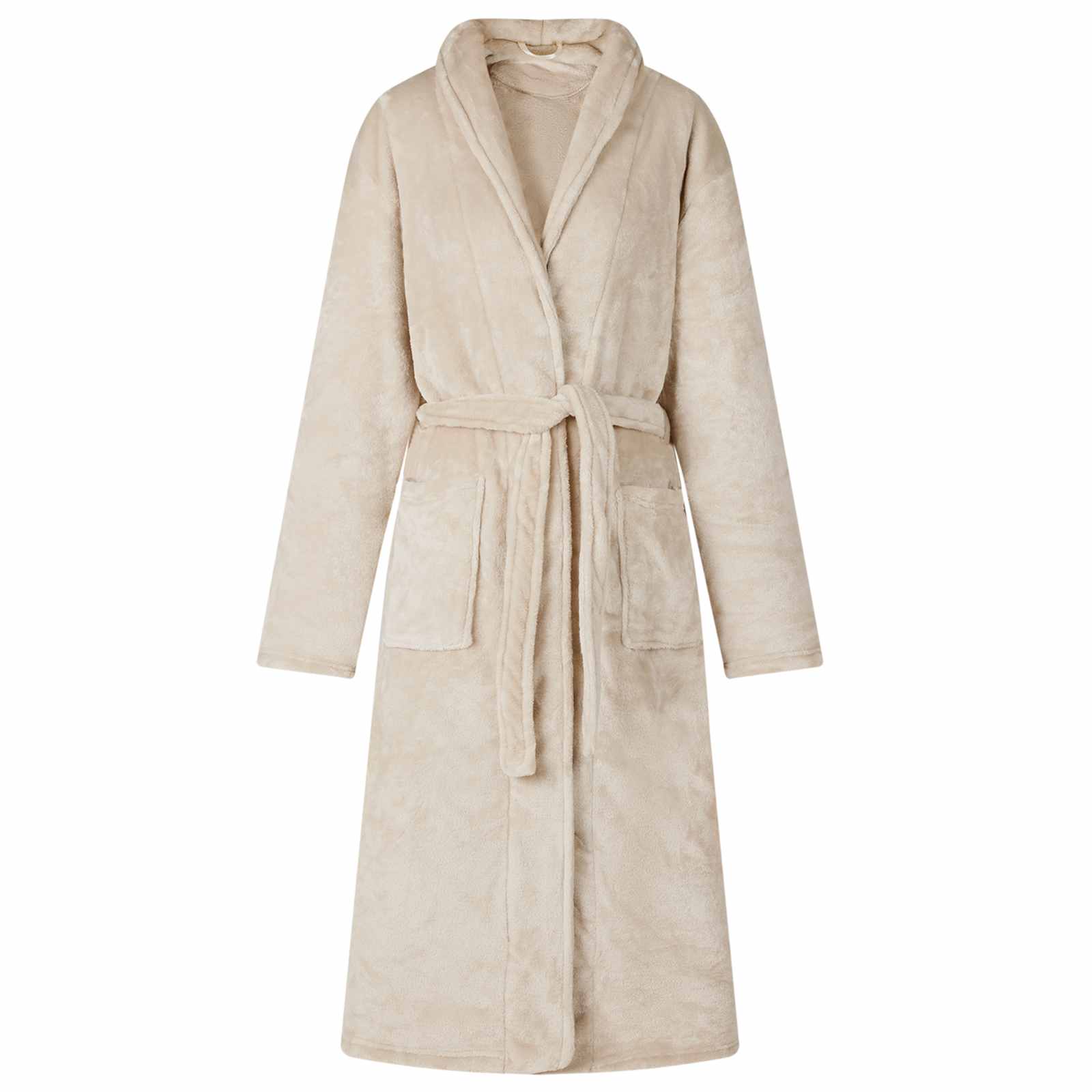 vidaXL Bademantel ohne Kapuze Beige M Flanell