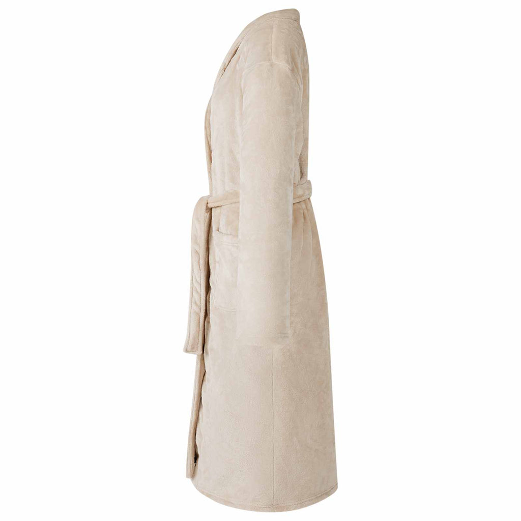 vidaXL Bademantel ohne Kapuze Beige M Flanell