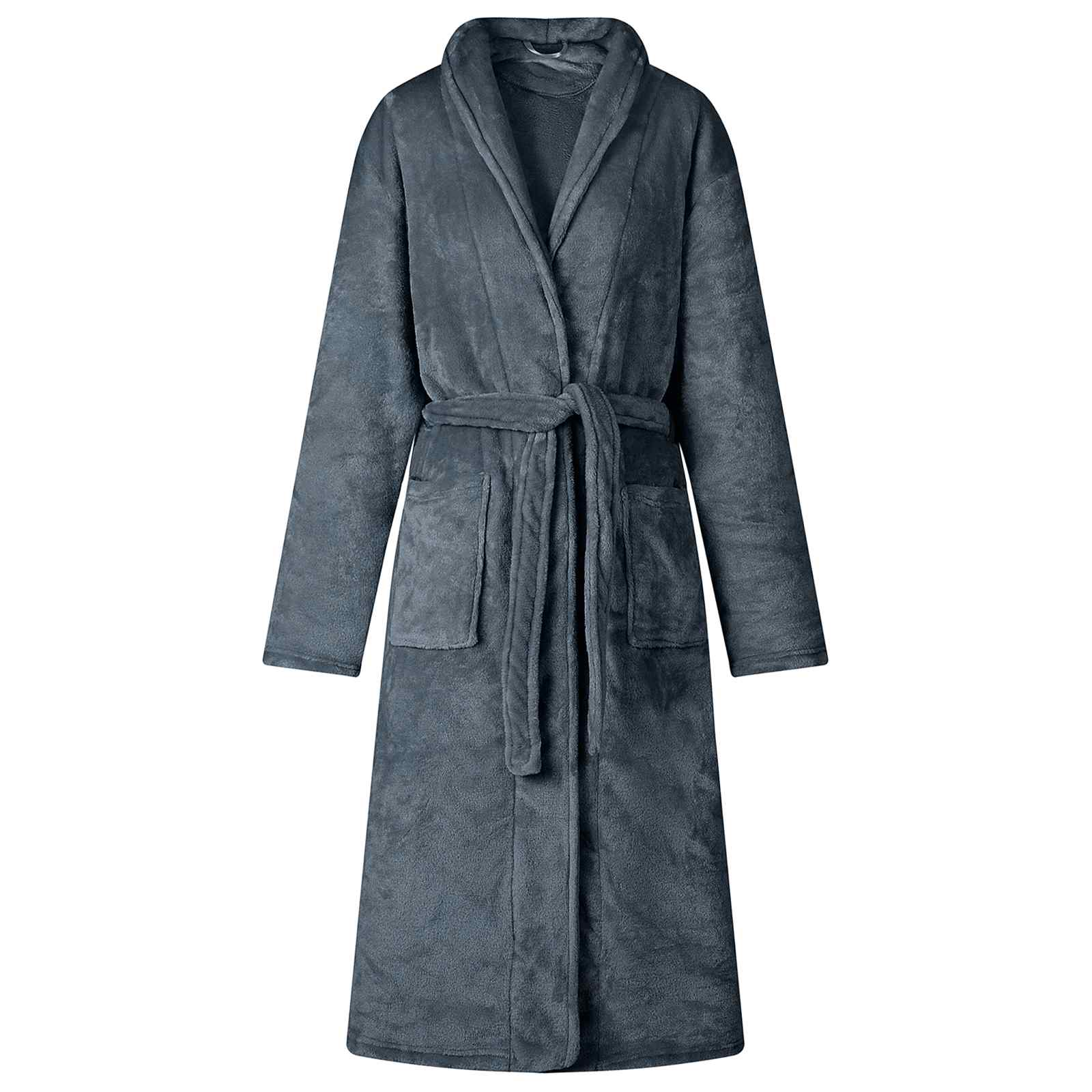vidaXL Bademantel ohne Kapuze Marineblau L Flanell