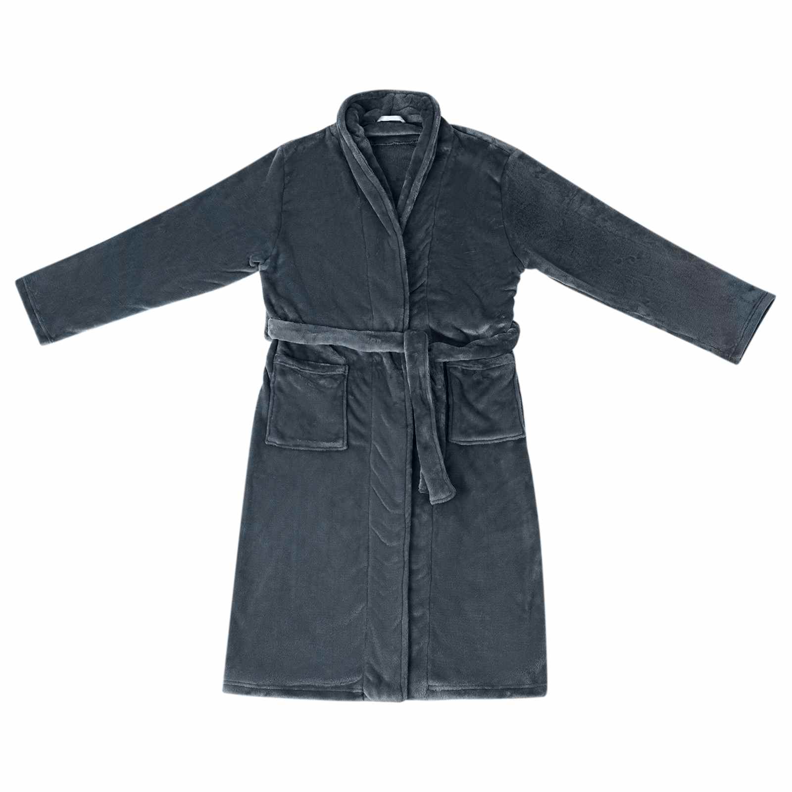 vidaXL Bademantel ohne Kapuze Marineblau L Flanell