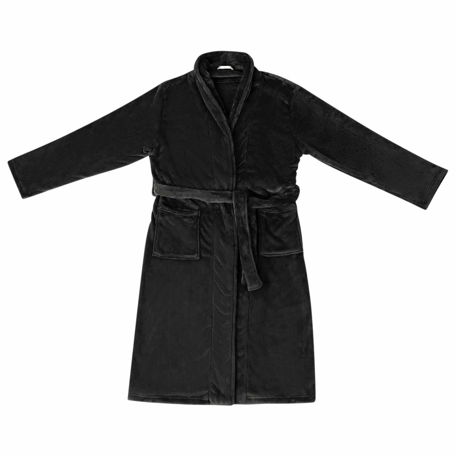 vidaXL Bademantel ohne Kapuze Schwarz S Flanell