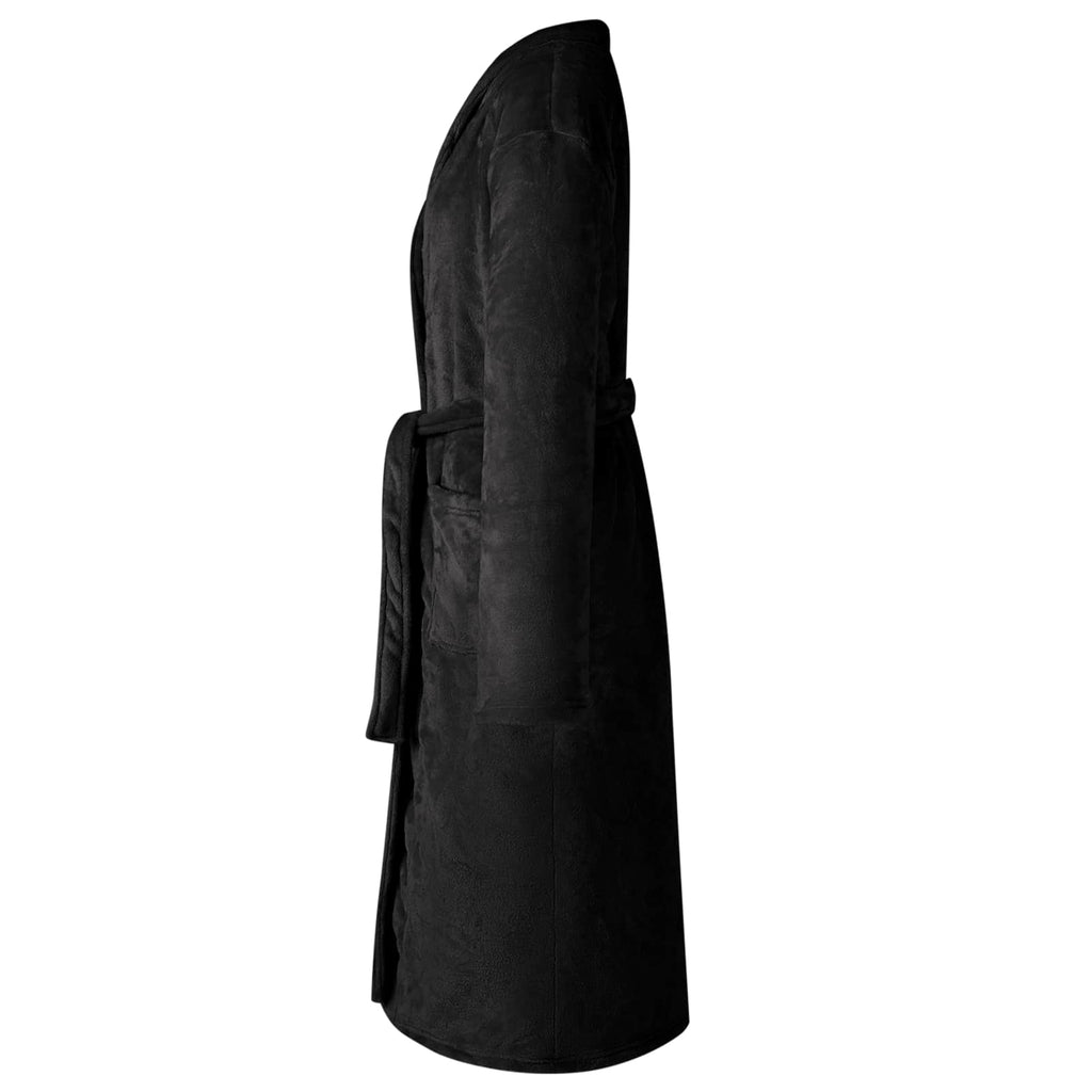 vidaXL Bademantel ohne Kapuze Schwarz S Flanell