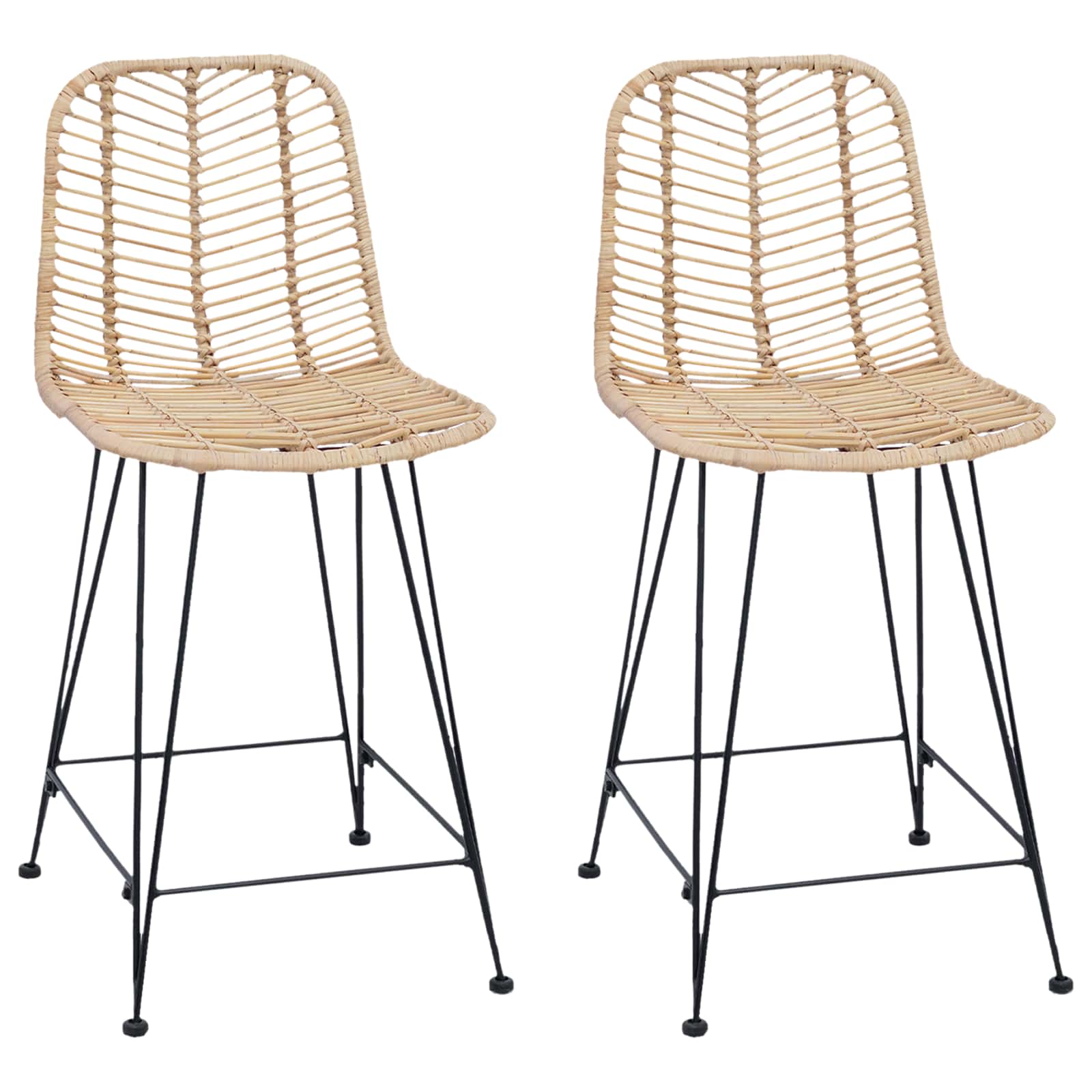 vidaXL Barstuhl 2 pcs 44,5 x 54,5 x 97,5 cm Rattan und Eisen