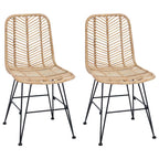 vidaXL Esszimmerstuhl 2 pcs Rattan und Eisen Natur 44,5 x 54,5 x 85 cm
