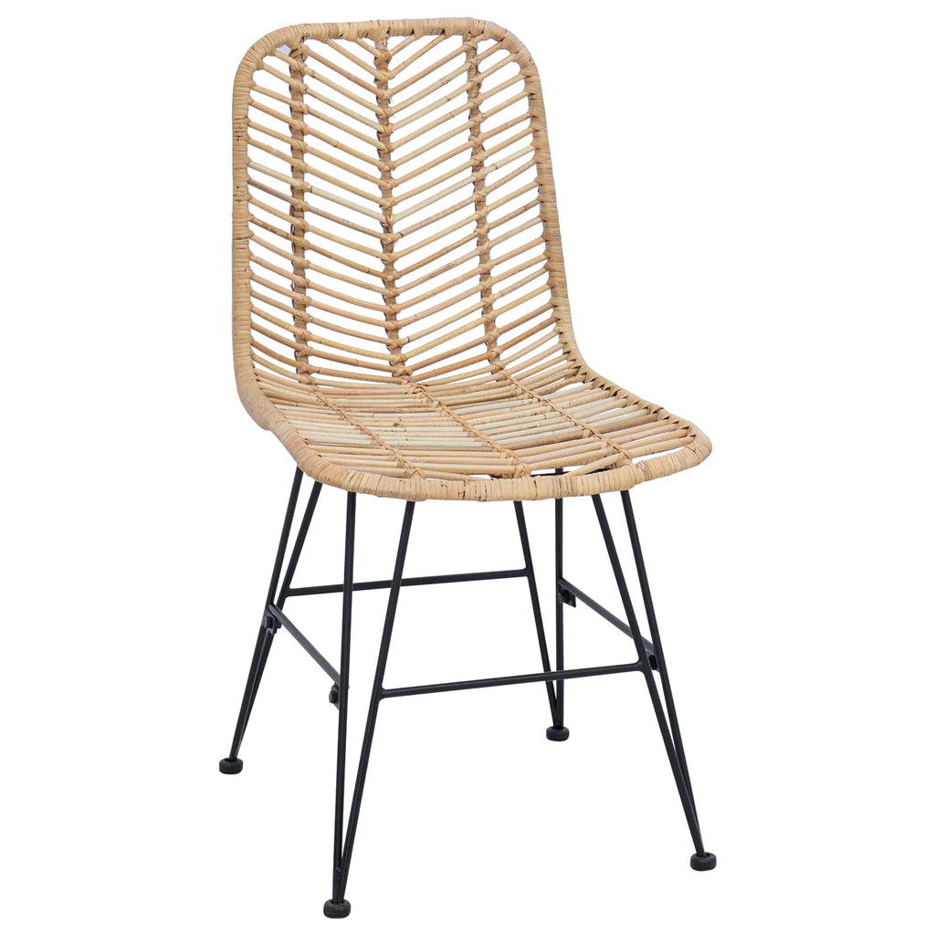 vidaXL Esszimmerstuhl 2 pcs Rattan und Eisen Natur 44,5 x 54,5 x 85 cm
