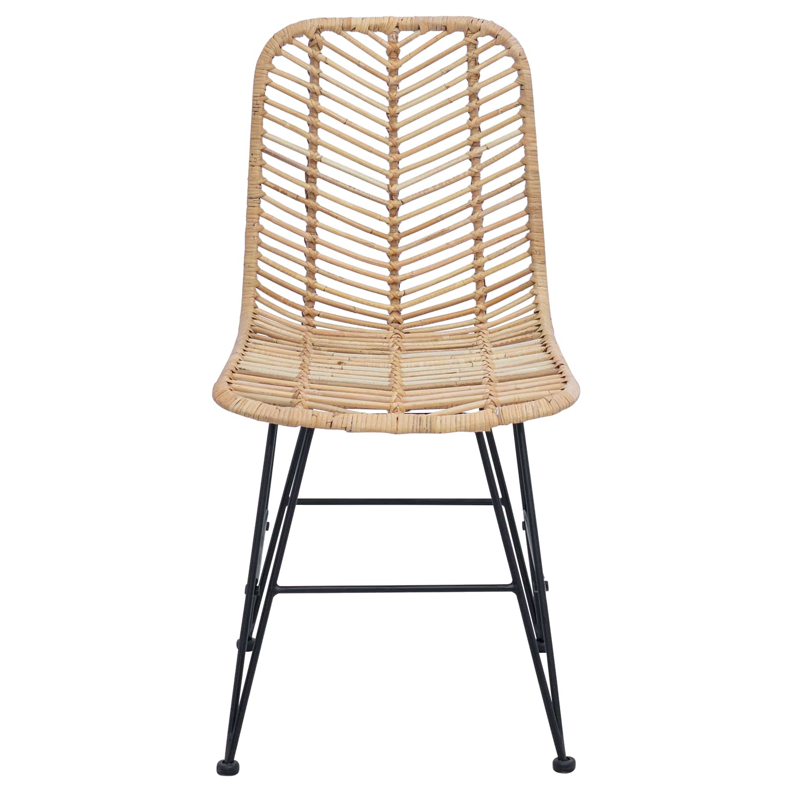 vidaXL Esszimmerstuhl 2 pcs Rattan und Eisen Natur 44,5 x 54,5 x 85 cm