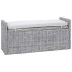 vidaXL Sitzbank mit Stauraum Weiß gewaschen 110 x 40 x 50 cm Rattan