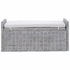 vidaXL Sitzbank mit Stauraum Weiß gewaschen 110 x 40 x 50 cm Rattan