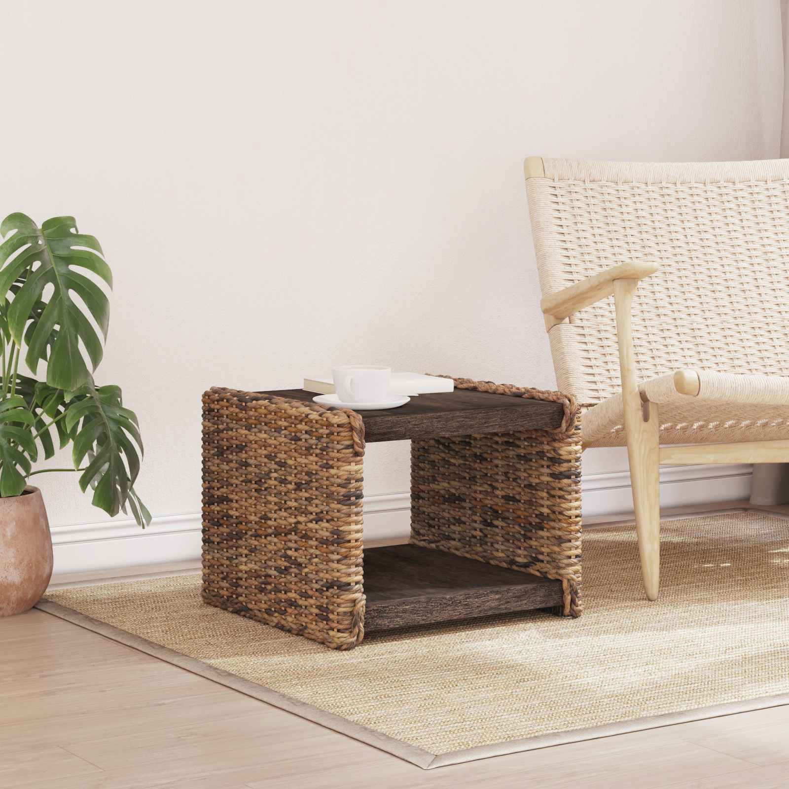 vidaXL Couchtisch Natur 45 x 45 x 45 cm Massives Mahagoni Holz