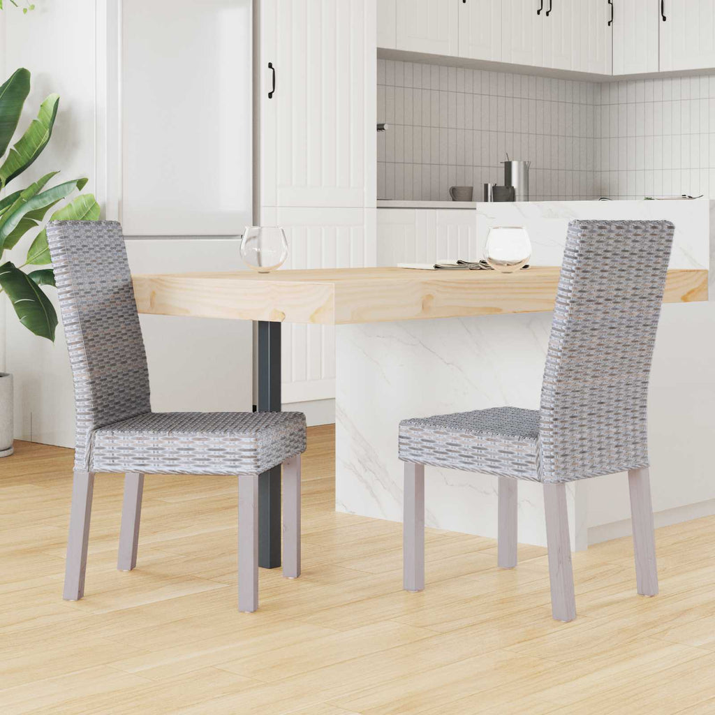 vidaXL Esszimmerstuhl 2 pcs Kubu-Rattan und Massivholz aus Mahagoni