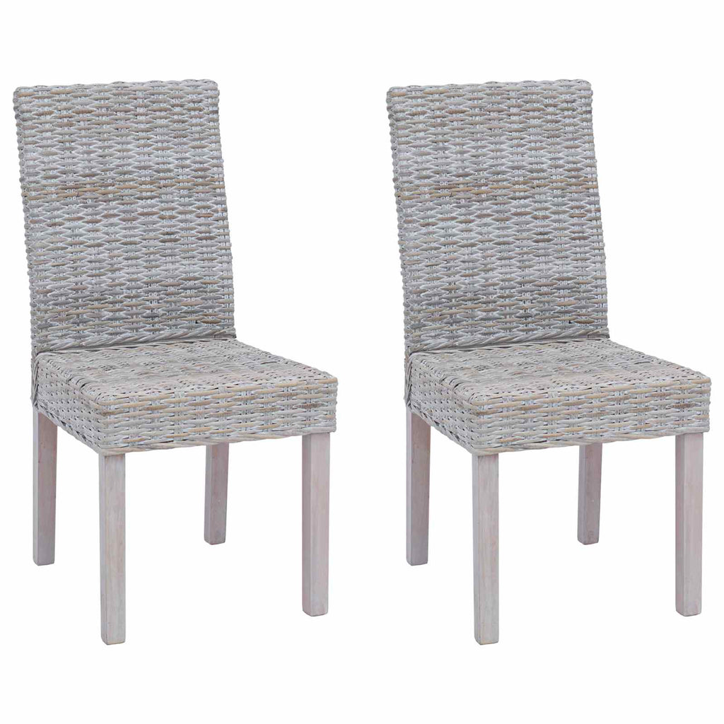 vidaXL Esszimmerstuhl 2 pcs Kubu-Rattan und Massivholz aus Mahagoni
