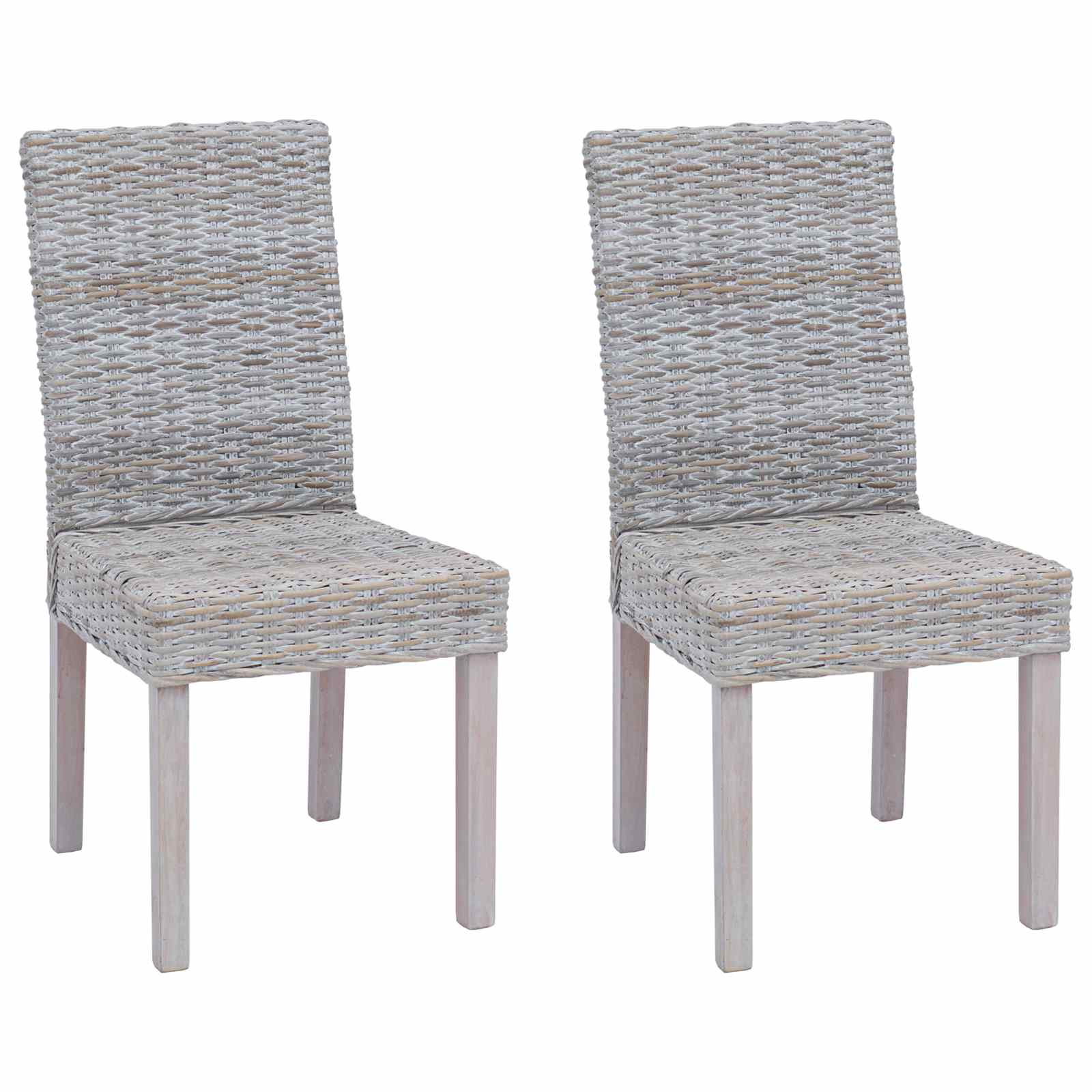 vidaXL Esszimmerstuhl 2 pcs Kubu-Rattan und Massivholz aus Mahagoni