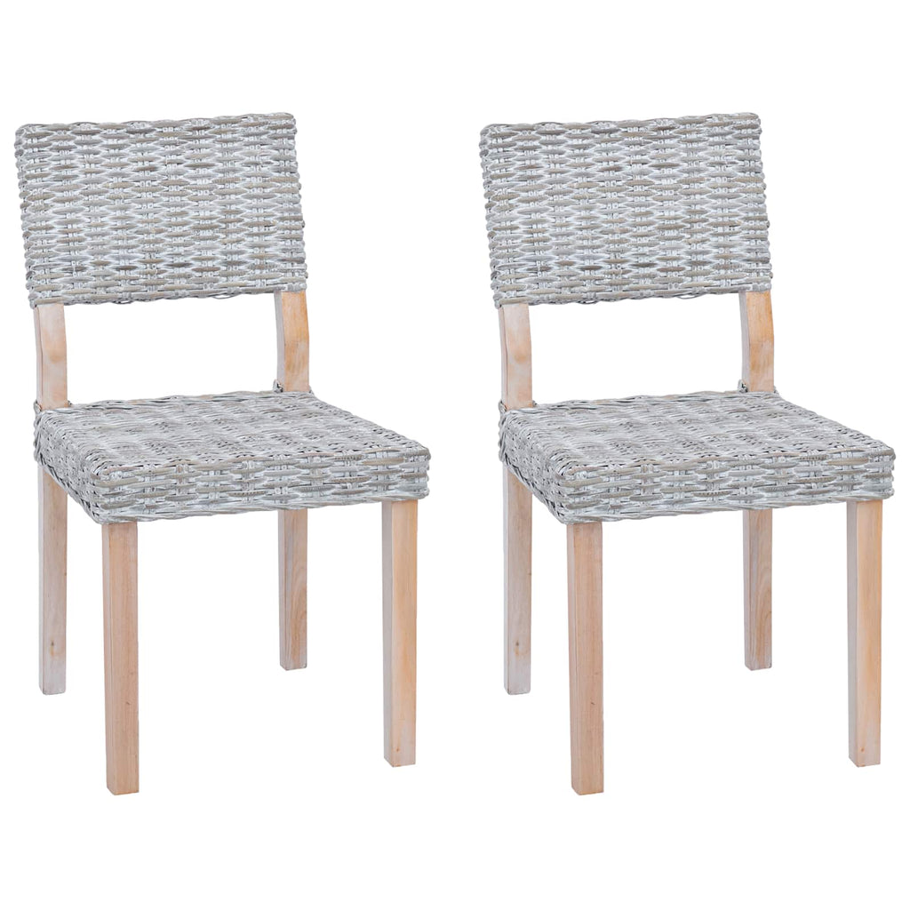 vidaXL Esszimmerstuhl 2 pcs Kubu Rattan Weiß gewaschen 46 x 55 x 84 cm