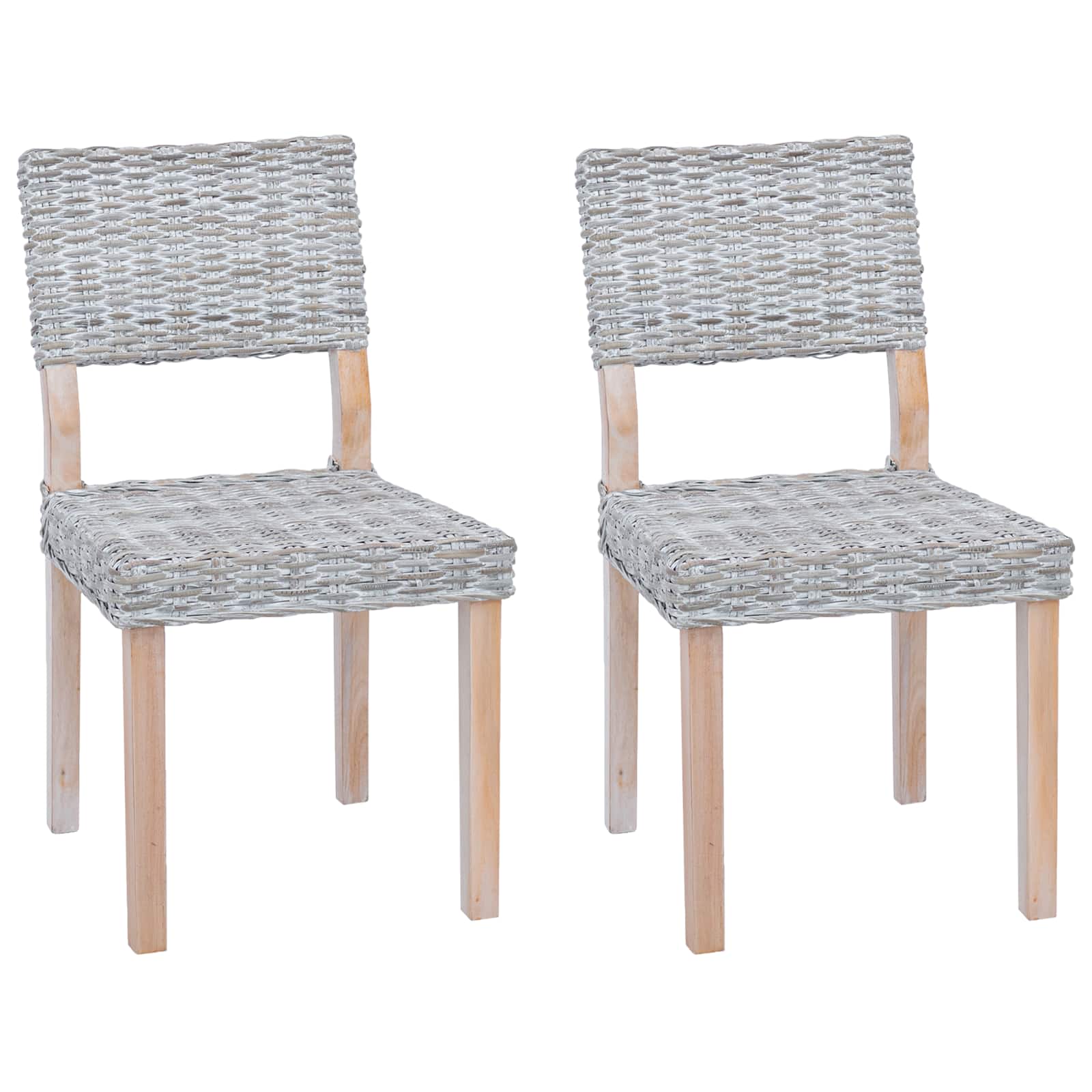 vidaXL Esszimmerstuhl 2 pcs Kubu Rattan Weiß gewaschen 46 x 55 x 84 cm