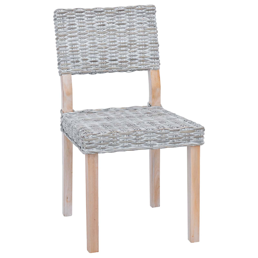 vidaXL Esszimmerstuhl 2 pcs Kubu Rattan Weiß gewaschen 46 x 55 x 84 cm