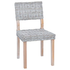 vidaXL Esszimmerstuhl 2 pcs Kubu Rattan Weiß gewaschen 46 x 55 x 84 cm