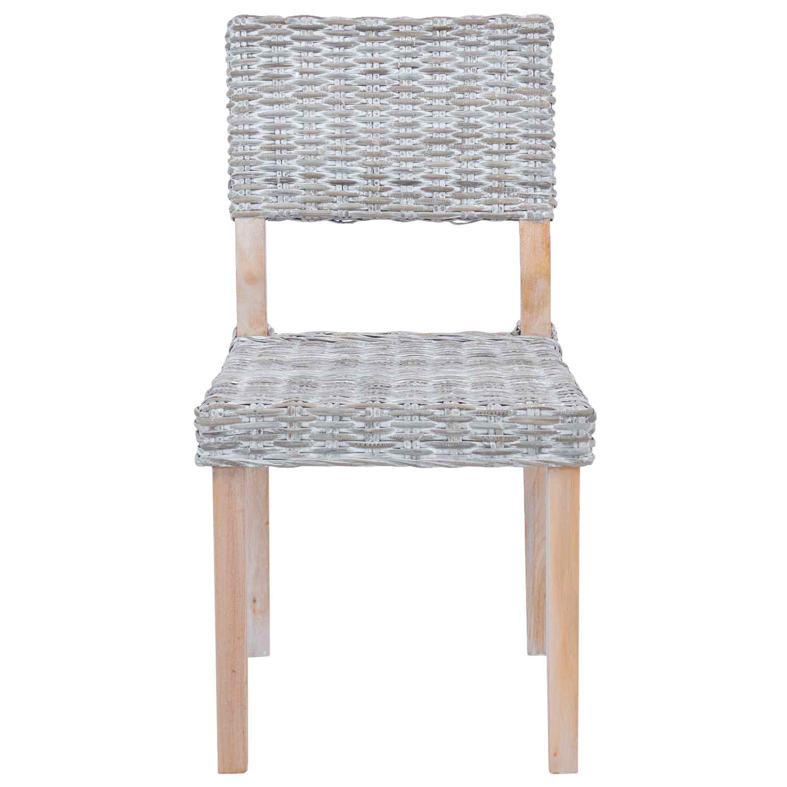 vidaXL Esszimmerstuhl 2 pcs Kubu Rattan Weiß gewaschen 46 x 55 x 84 cm