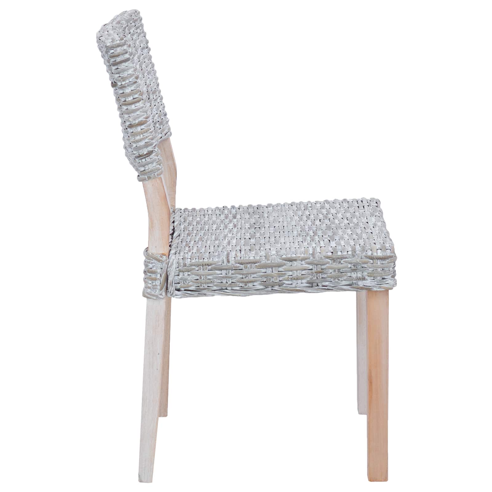 vidaXL Esszimmerstuhl 2 pcs Kubu Rattan Weiß gewaschen 46 x 55 x 84 cm