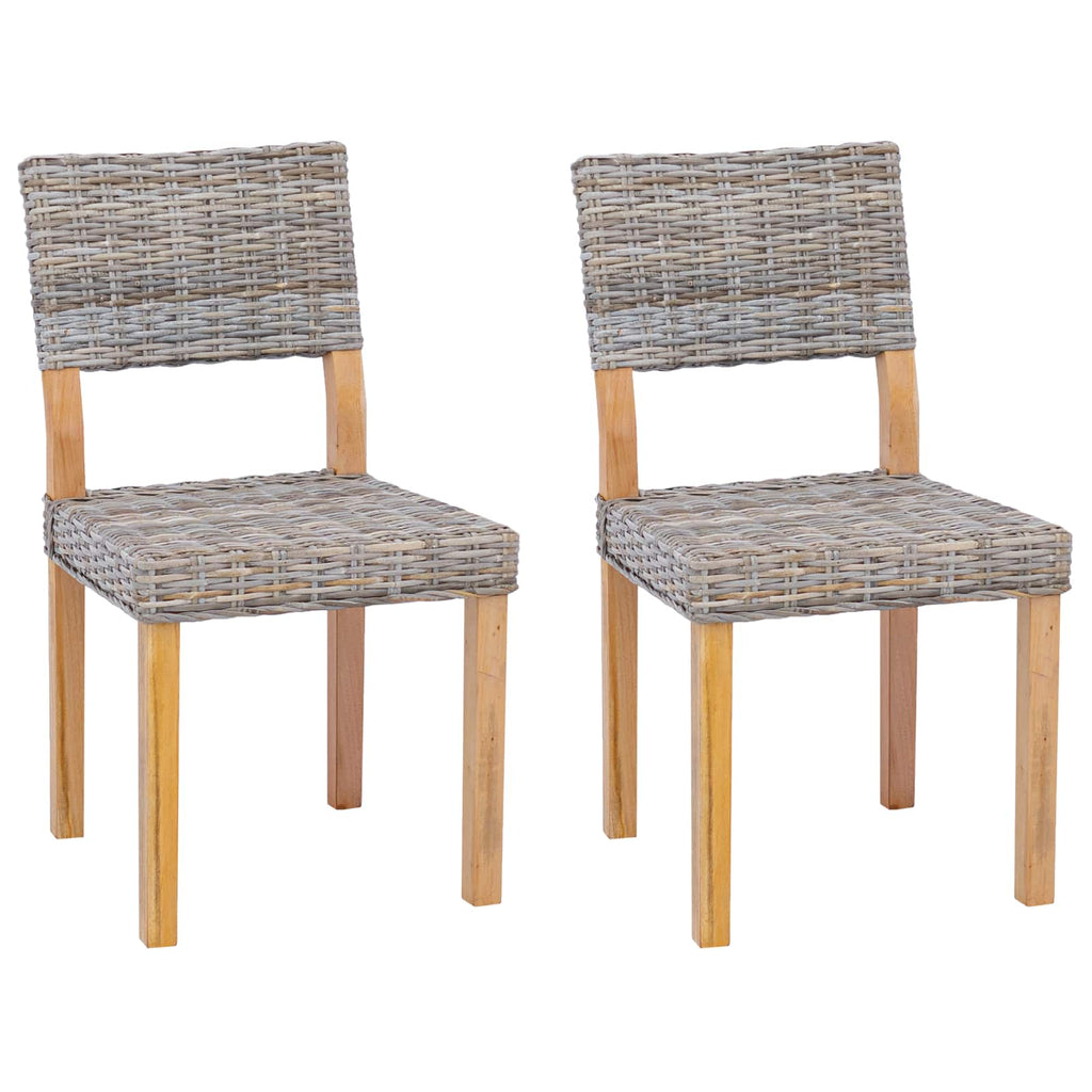 vidaXL Esszimmerstuhl 2 pcs Kubu Rattan Kubu Grau 46 x 55 x 84 cm