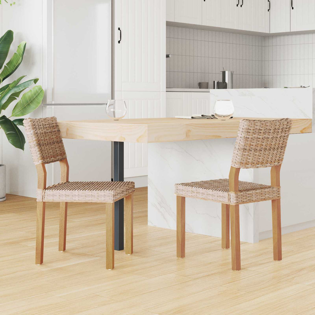 vidaXL Esszimmerstuhl 2 pcs Kubu Rattan Natur 46 x 55 x 84 cm