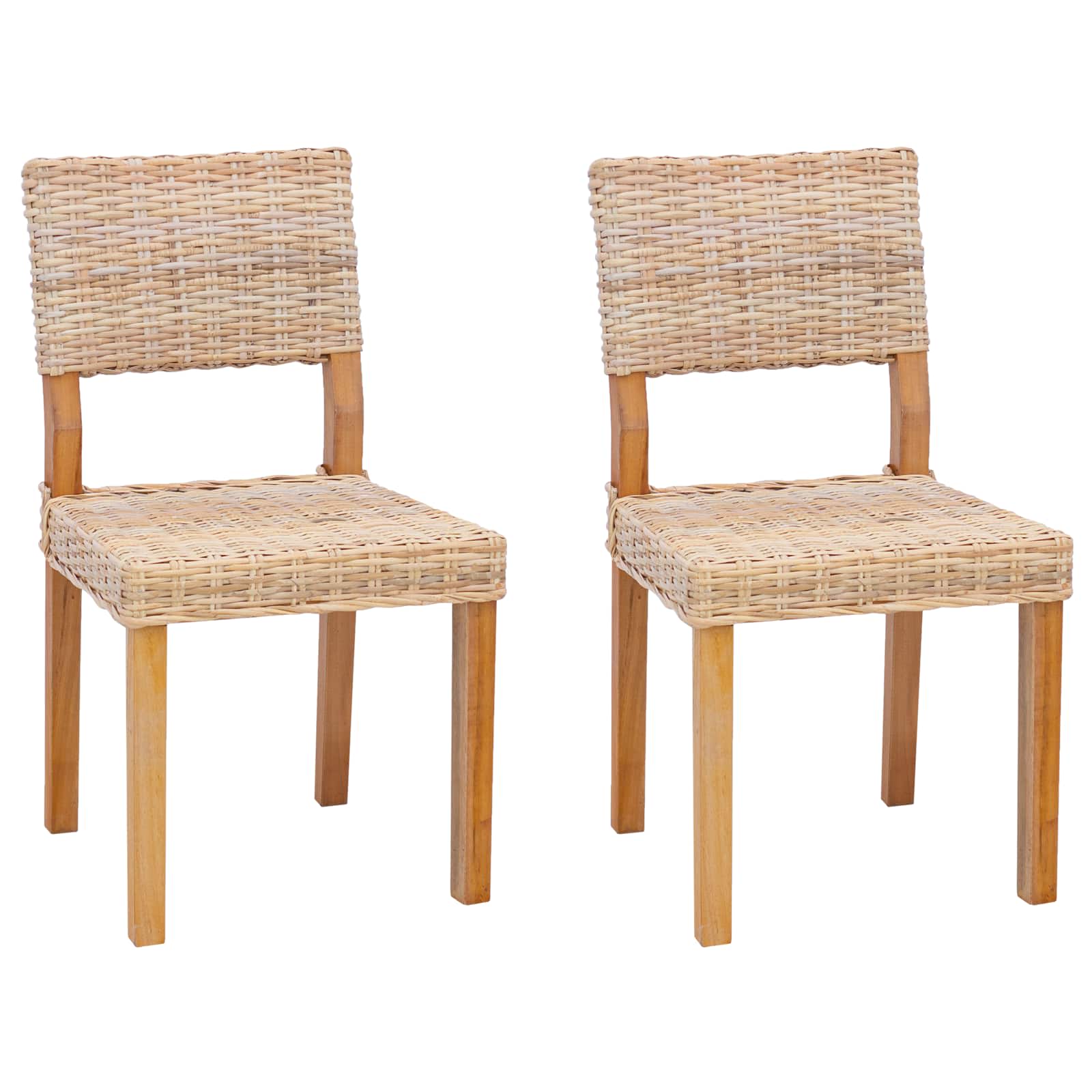 vidaXL Esszimmerstuhl 2 pcs Kubu Rattan Natur 46 x 55 x 84 cm