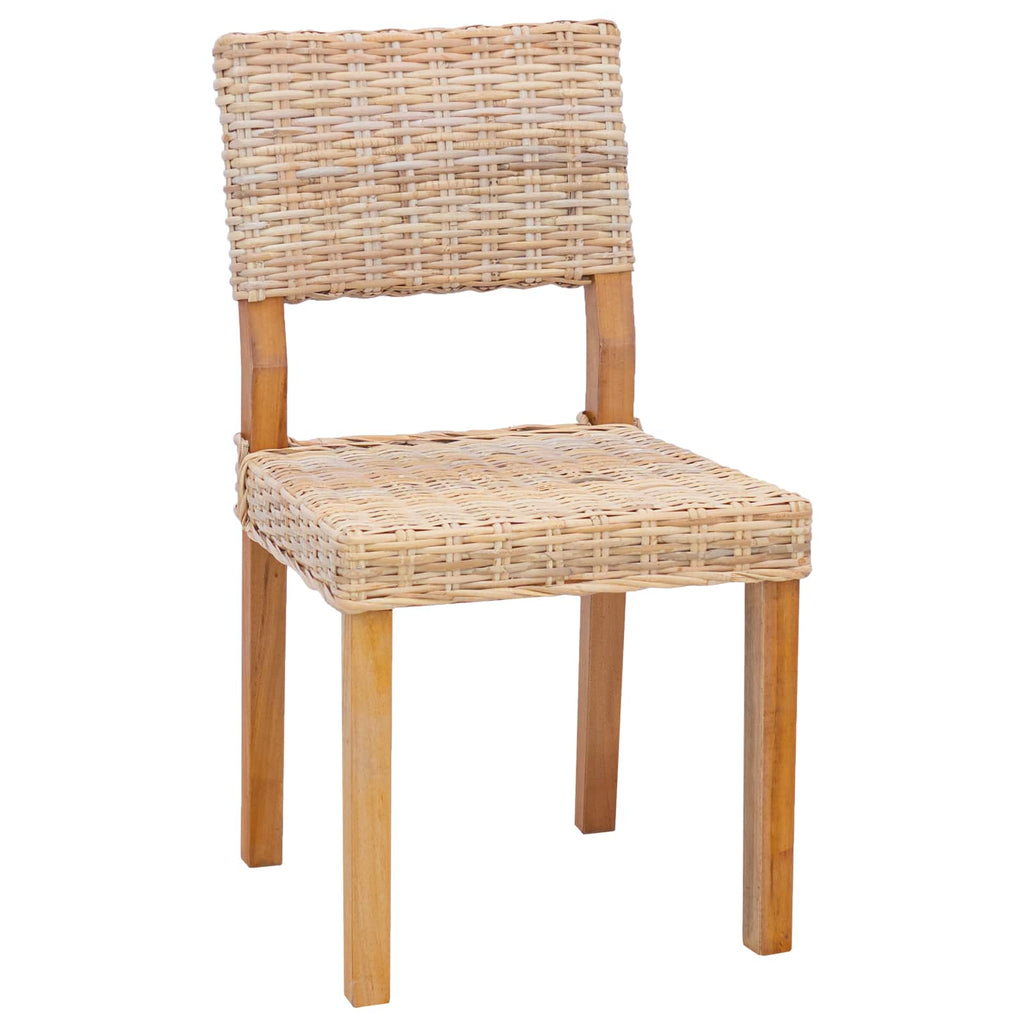 vidaXL Esszimmerstuhl 2 pcs Kubu Rattan Natur 46 x 55 x 84 cm