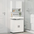vidaXL Badezimmermöbel-Set mit Tür 2 pcs Weiß Holzwerkstoff & Metall