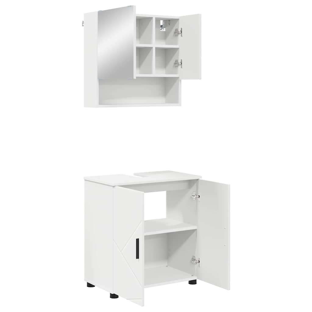 vidaXL Badezimmermöbel-Set mit Tür 2 pcs Weiß Holzwerkstoff & Metall