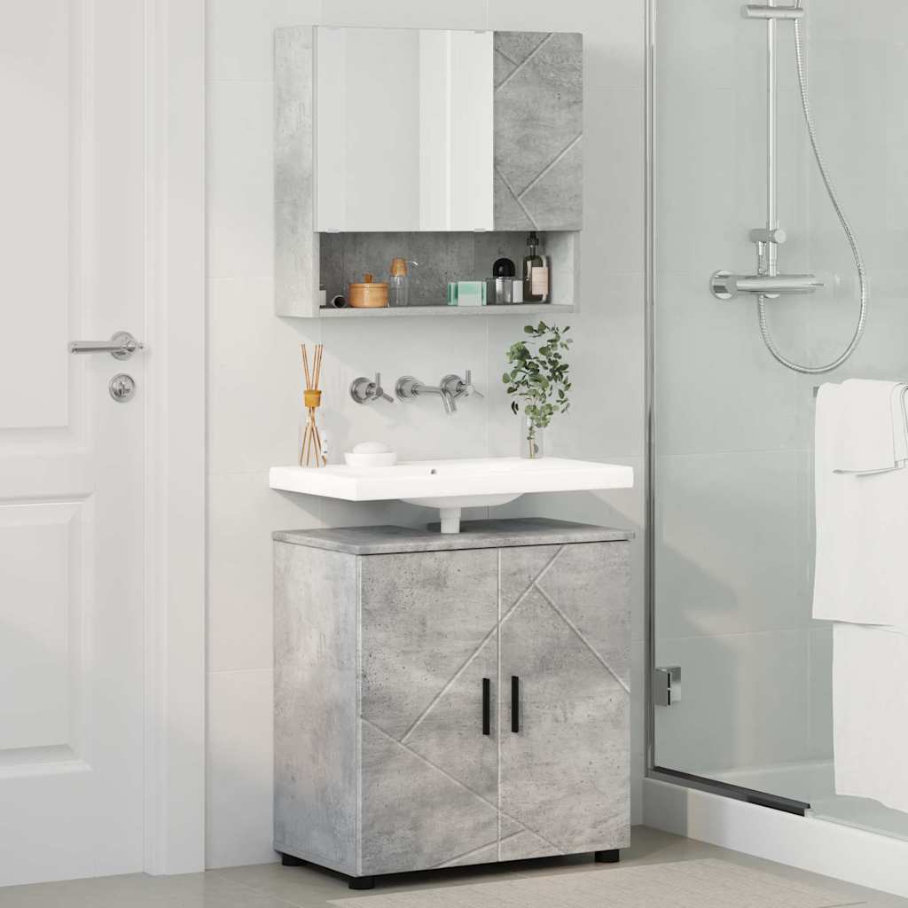 vidaXL Badezimmermöbel-Set 2 pcs Beton Grau Holzwerkstoff & Metall