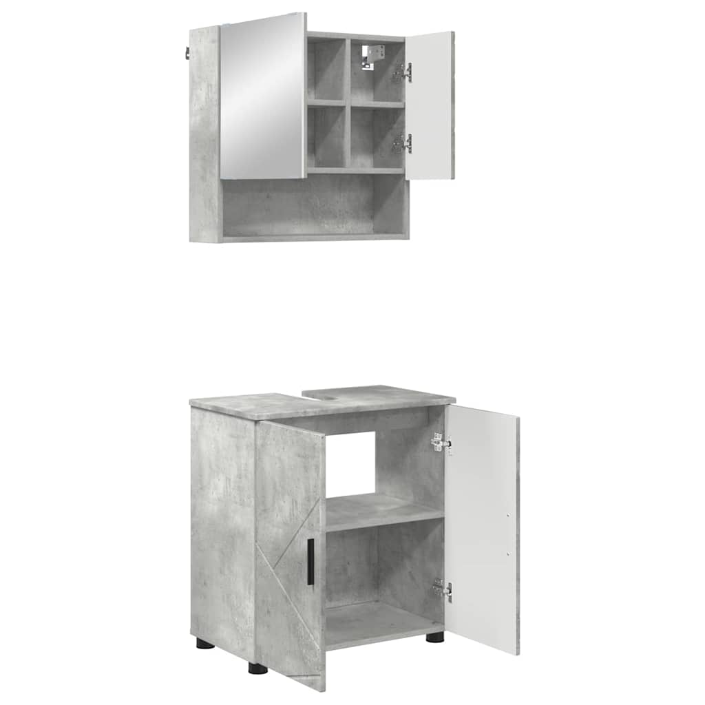 vidaXL Badezimmermöbel-Set 2 pcs Beton Grau Holzwerkstoff & Metall