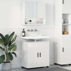 vidaXL Badezimmermöbel-Set 2 pcs Hochglanz Weiß Holzwerkstoff & Metall
