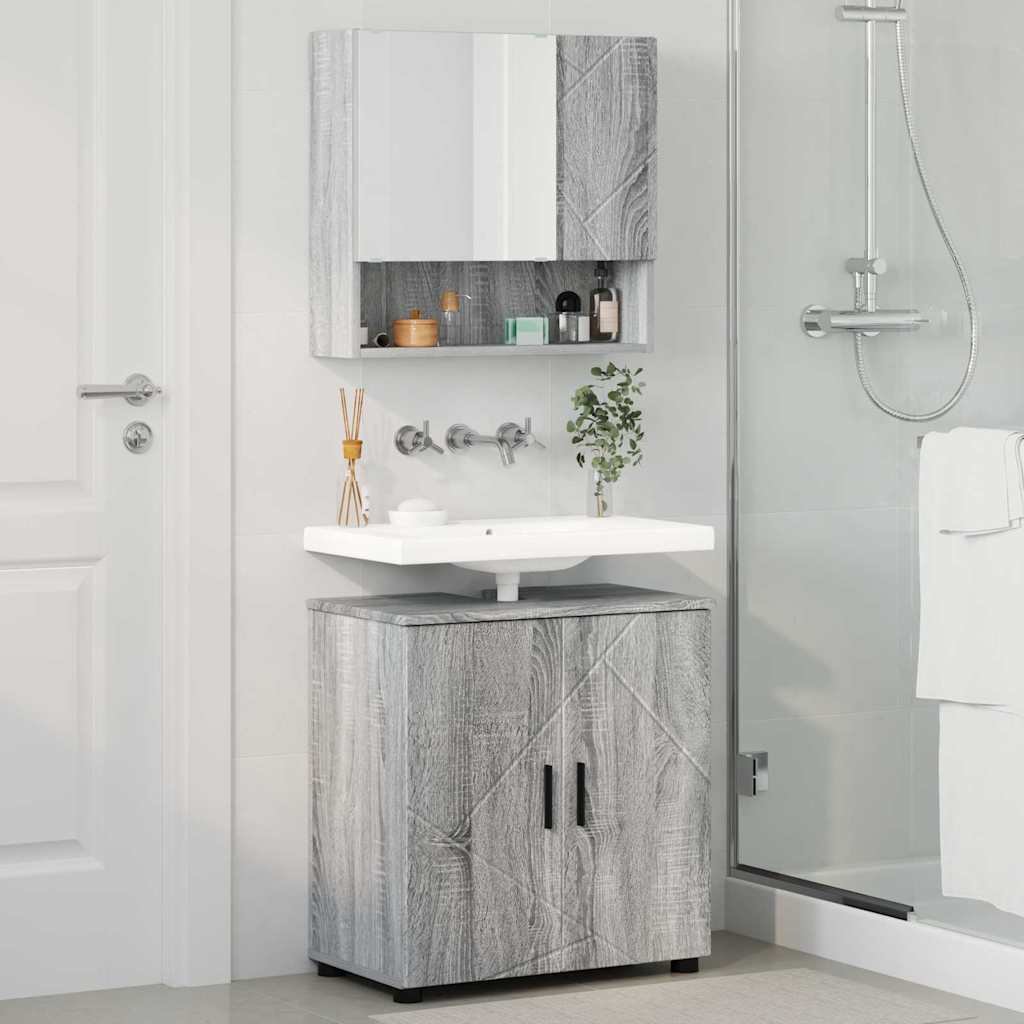 vidaXL Badezimmermöbel-Set 2 pcs Graues Sonoma Holzwerkstoff & Metall