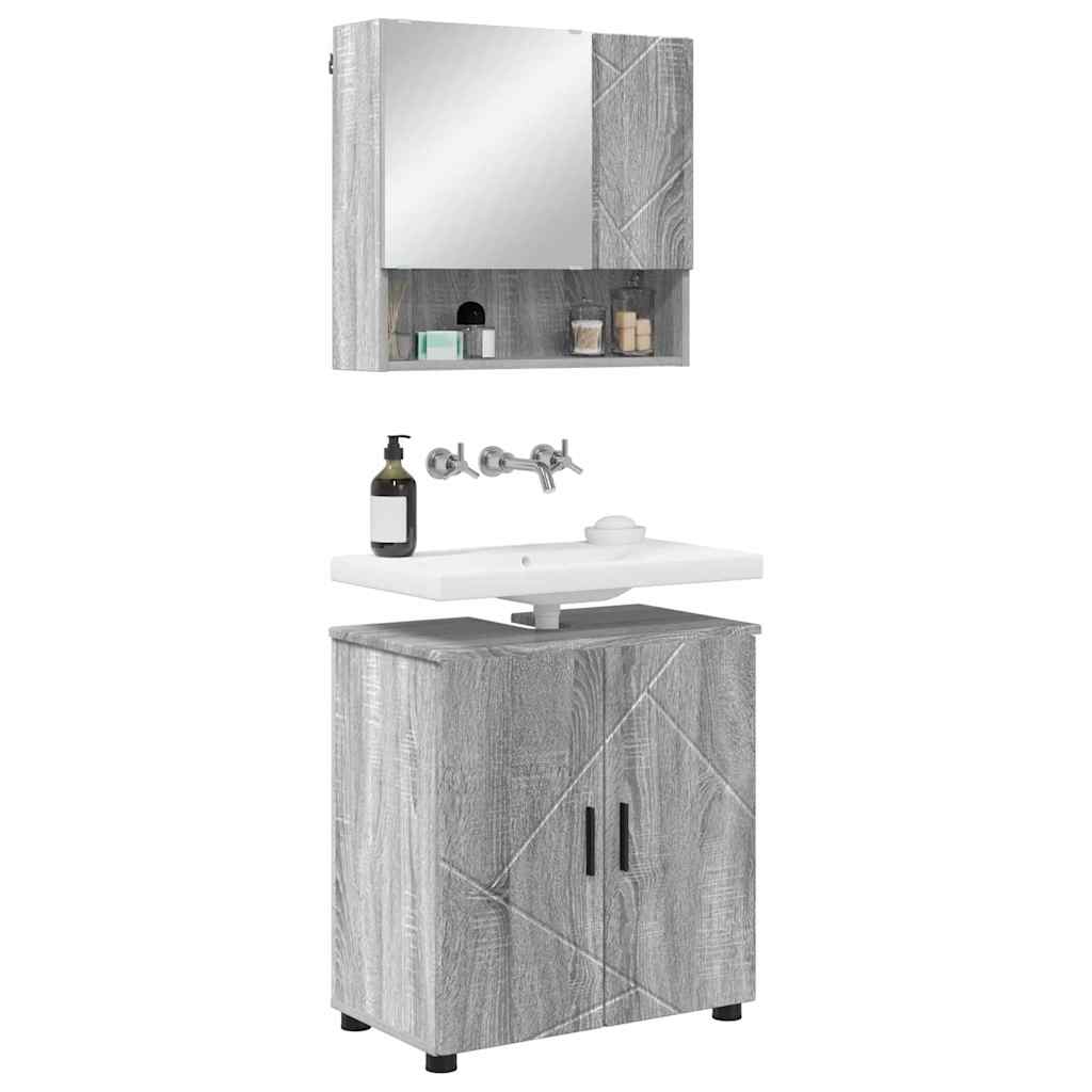 vidaXL Badezimmermöbel-Set 2 pcs Graues Sonoma Holzwerkstoff & Metall