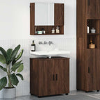 vidaXL Badezimmermöbel-Set Wandmontiert 2 pcs Braun Eichen-Optik