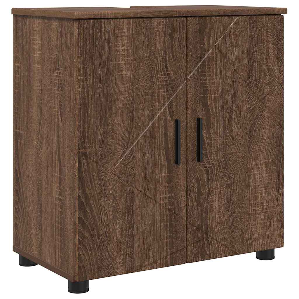 vidaXL Badezimmermöbel-Set Wandmontiert 2 pcs Braun Eichen-Optik