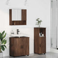 vidaXL Badezimmermöbel-Set Wandmontiert 3 pcs Braun Eichen-Optik
