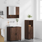 vidaXL Badezimmermöbel-Set Wandmontiert 3 pcs Braun Eichen-Optik