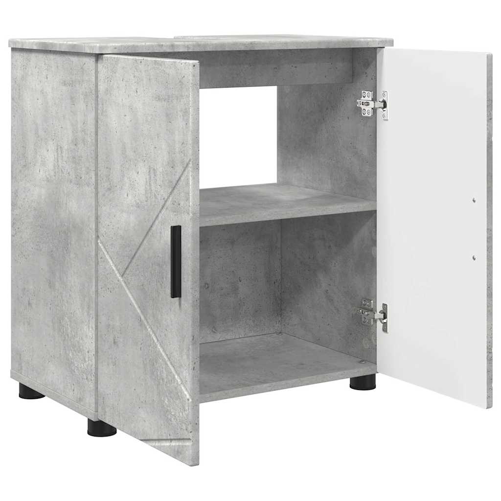 vidaXL Badezimmermöbel-Set 3 pcs Beton Grau Holzwerkstoff & Metall