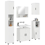vidaXL Badezimmermöbel-Set 5 pcs Hochglanz Weiß Holzwerkstoff & Metall