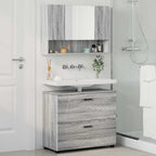 vidaXL Badezimmermöbel-Set 2 pcs Graues Sonoma Sperrholz und Metall