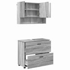 vidaXL Badezimmermöbel-Set 2 pcs Graues Sonoma Sperrholz und Metall