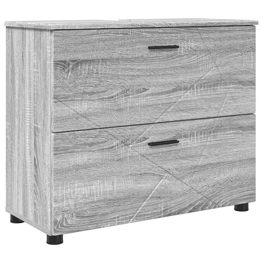 vidaXL Badezimmermöbel-Set 2 pcs Graues Sonoma Sperrholz und Metall