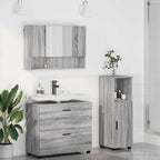 vidaXL Badezimmermöbel-Set 3 pcs Graues Sonoma Sperrholz und Metall