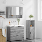 vidaXL Badezimmermöbel-Set 3 pcs Graues Sonoma Sperrholz und Metall